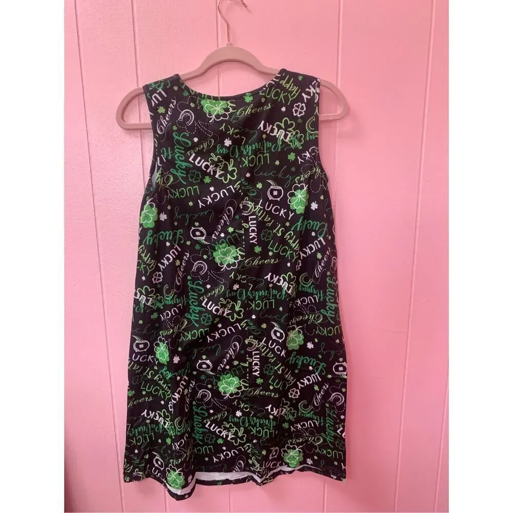 Celebrate Together Women's Black Lucky St. Patrick's Day Shift Dress Size XS NWT